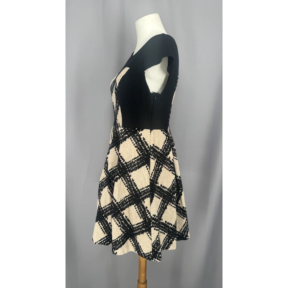 Anthropology Eva Franco Dress Size 6 Black Tan Fit Flare Preppy Academia - Picture 2 of 11